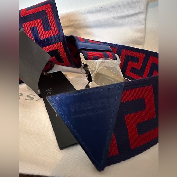 Versace Greca-pattern key lapiz blue adjustable belt (NEW) AUTHENTIC - Picture 10 of 16